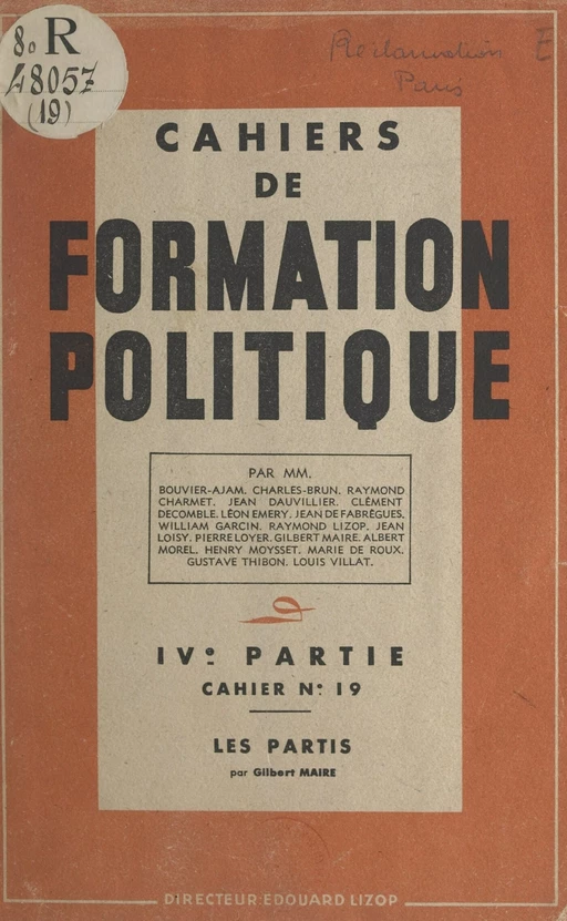 Les partis - Gilbert Maire - FeniXX réédition numérique