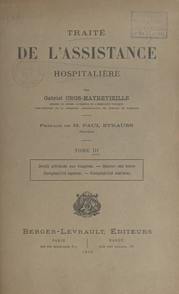 Traité de l'assistance hospitalière (3)