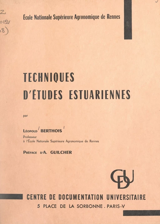 Techniques d'études estuariennes - Léopold Berthois - FeniXX réédition numérique