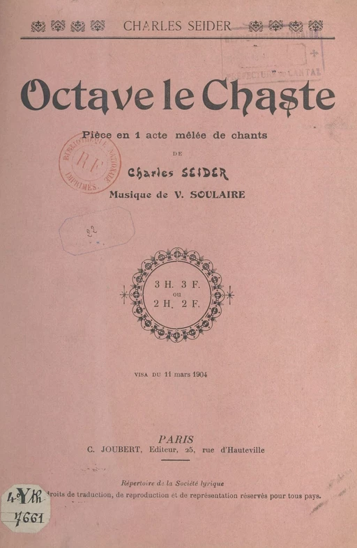 Octave le Chaste - Charles Seider - FeniXX réédition numérique