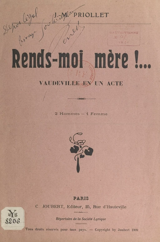 Rends-moi mère !... - Julien Priollet, Marcel Priollet - FeniXX réédition numérique