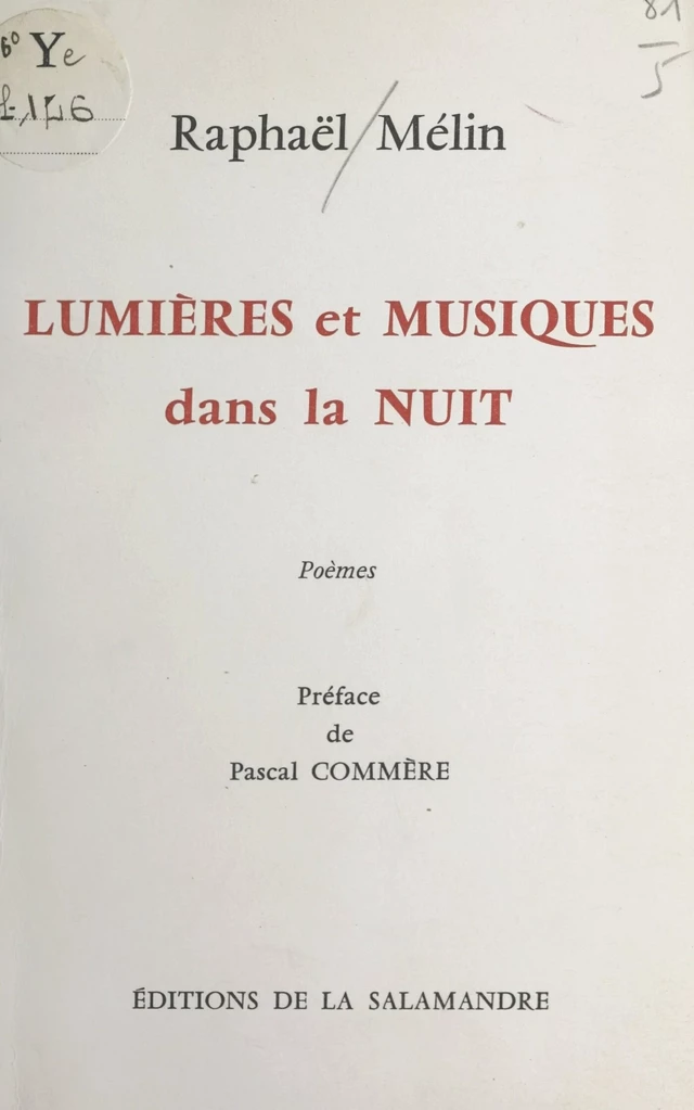 Lumières et musiques dans la nuit - Raphaël Mélin - FeniXX réédition numérique