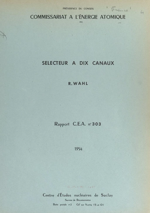 Sélecteur à dix canaux - Roger Wahl - FeniXX réédition numérique