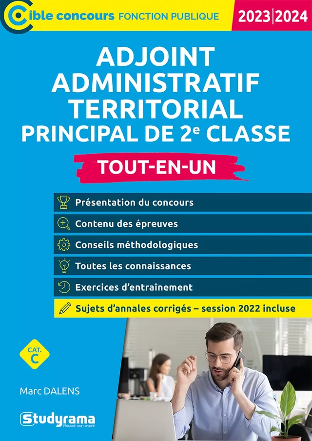 Adjoint administratif territorial principal de 2e classe - Tout-en-un - Catégorie C - Concours 2023-2024 - Marc Dalens - Studyrama