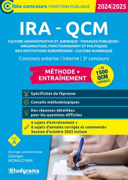 IRA-QCM - Méthode + Entraînement - Catégorie A - Concours 2024-2025