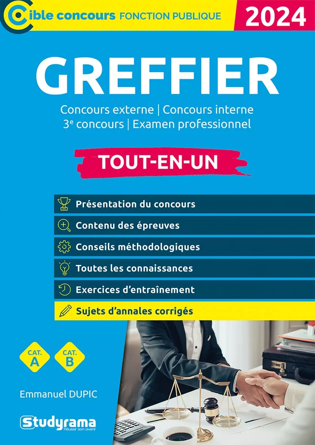 Greffier – Tout-en-un - Catégories A et B - Concours 2024 - Emmanuel Dupic - Studyrama