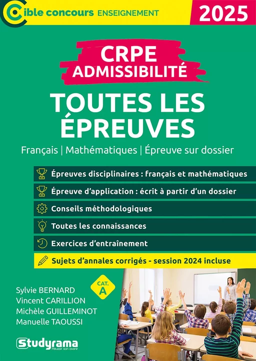 CRPE - Admissibilité - Toutes les épreuves - Concours 2025 - Sylvie Bernard, Vincent Carillion, Michèle Guilleminot, Manuelle Taoussi, Laurence Brunel - Studyrama