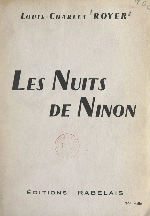 Les nuits de Ninon - Louis-Charles Royer - FeniXX réédition numérique