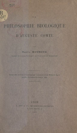 La philosophie biologique d'Auguste Comte