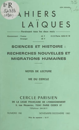 Sciences et Histoire : recherches nouvelles et migrations humaines