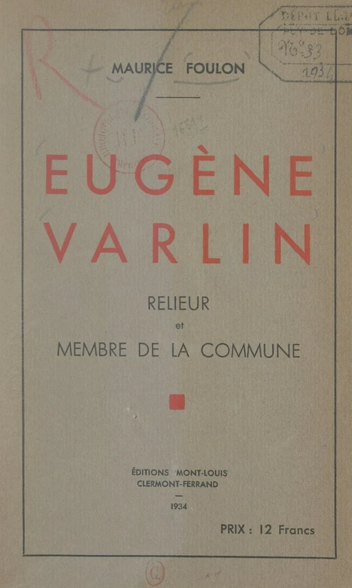 Eugène Varlin - Maurice Foulon - FeniXX réédition numérique