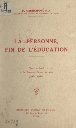 La personne, fin de l'éducation