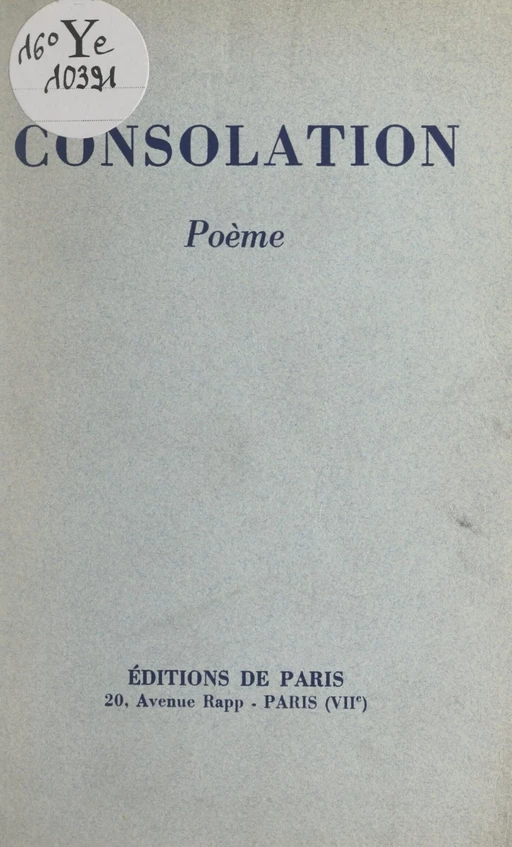 Consolation - André Mabille de Poncheville - FeniXX réédition numérique