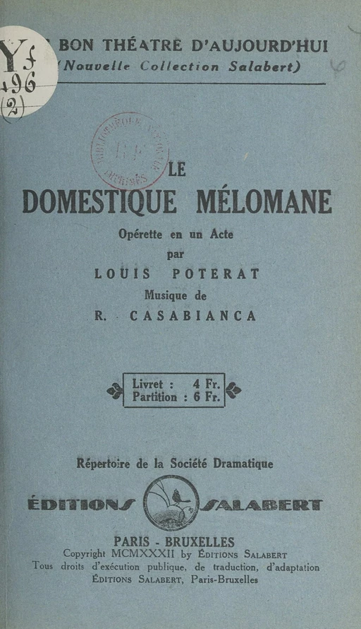 Le domestique mélomane - Louis Poterat - FeniXX réédition numérique