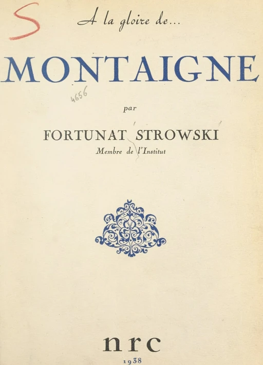 Montaigne - Fortunat Strowski - FeniXX réédition numérique