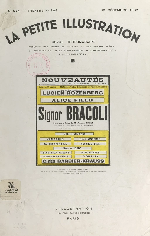 Signor Bracoli - Jacques Deval - FeniXX réédition numérique