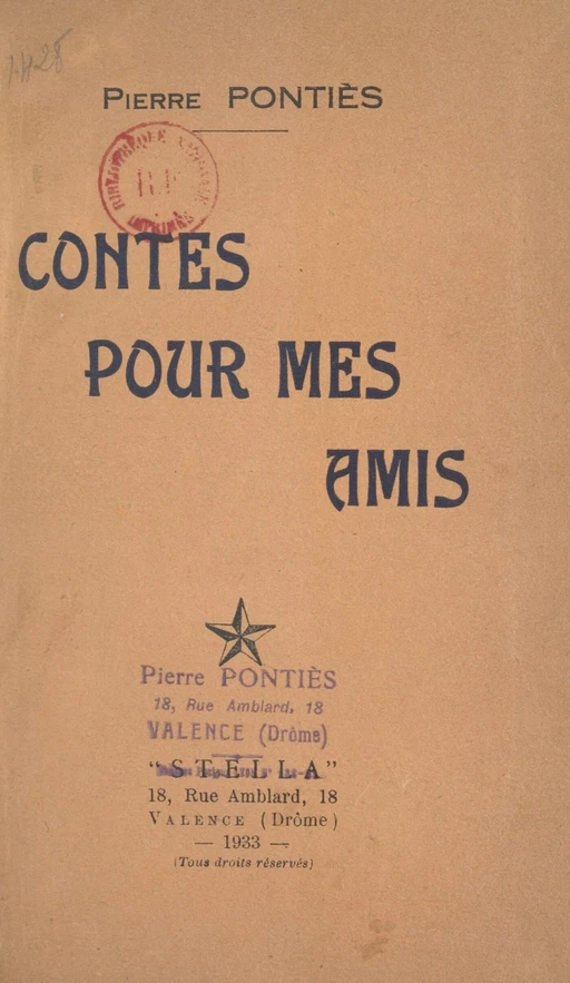 Contes pour mes amis - Pierre Ponties - FeniXX réédition numérique