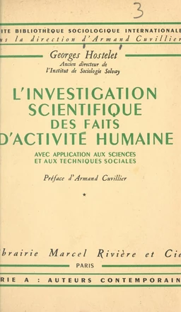 L'investigation scientifique des faits d'activité humaine