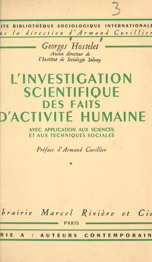 L'investigation scientifique des faits d'activité humaine - Georges Hostelet - FeniXX réédition numérique