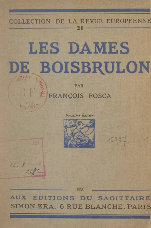 Les dames de Boisbrulon - François Fosca - FeniXX réédition numérique