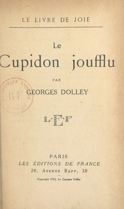 Le Cupidon joufflu - Georges Dolley - FeniXX réédition numérique