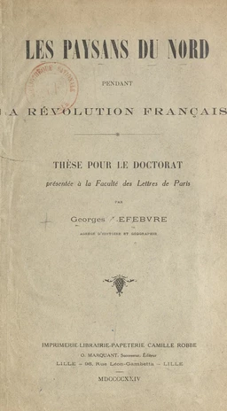 Les paysans du Nord pendant la Révolution française