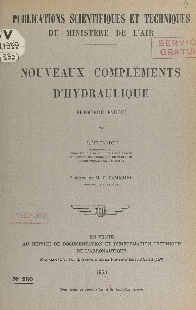 Nouveaux compléments d'hydraulique (1) - Léopold Escande - FeniXX réédition numérique