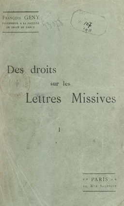 Des droits sur les lettres missives étudiés principalement en vue du système postal français (1)