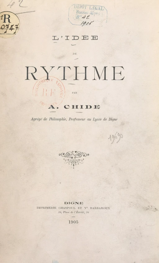 L'idée du rythme - Alphonse Chide - FeniXX réédition numérique