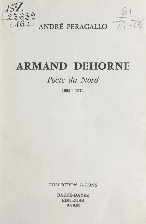 Armand Dehorne - André Peragallo - FeniXX réédition numérique