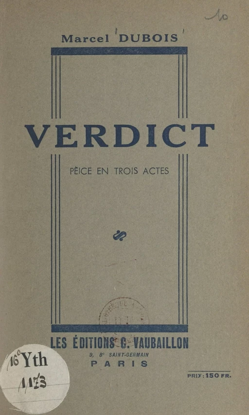 Verdict - Marcel Dubois - FeniXX réédition numérique