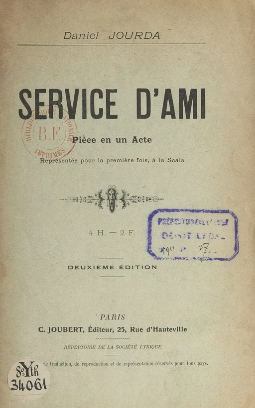 Service d'ami - Daniel Jourda - FeniXX réédition numérique