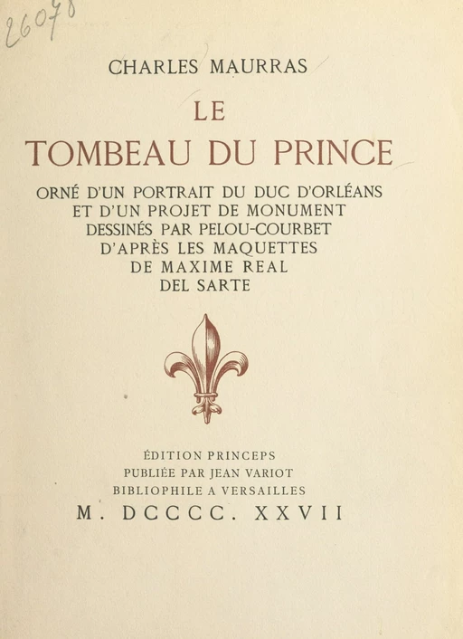 Le tombeau du prince - Charles Maurras - FeniXX réédition numérique