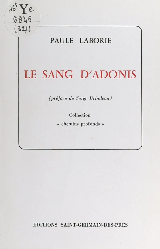 Le sang d'Adonis - Paule Laborie - FeniXX réédition numérique