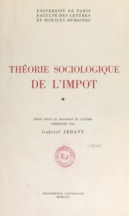 Théorie sociologique de l'impôt