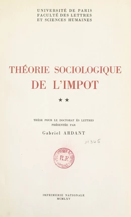 Théorie sociologique de l'impôt (2)