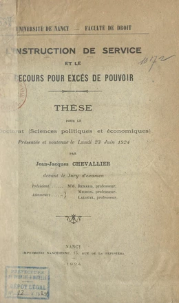 L'instruction de service et le recours pour excès de pouvoir