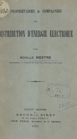 Propriétaires et compagnies de distribution d'énergie électrique