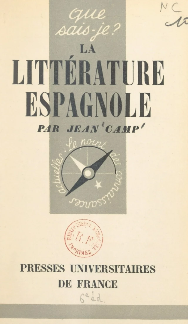 La littérature espagnole - Jean Camp - FeniXX réédition numérique