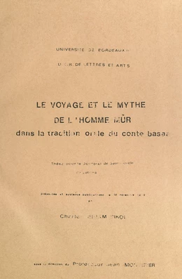 Le voyage et le mythe de l'homme mûr dans la tradition orale du conte basaa