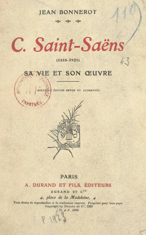 C. Saint-Saëns (1835-1921) - Jean Bonnerot - FeniXX réédition numérique