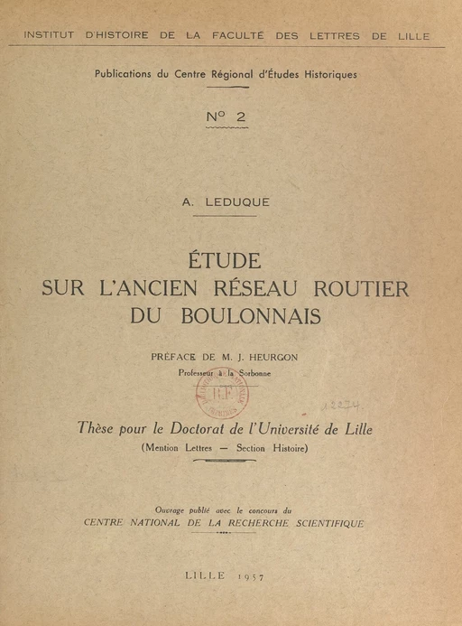 Étude sur l'ancien réseau routier du Boulonnais - Alphonse Leduque - FeniXX réédition numérique