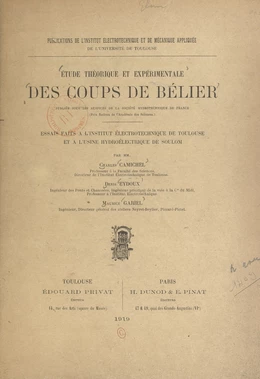 Étude théorique et expérimentale des coups de bélier