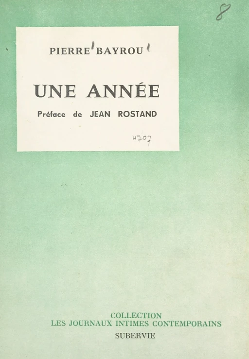 Une année - Pierre Bayrou - FeniXX réédition numérique