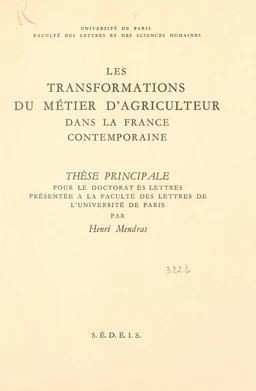 Les transformations du métier d'agriculteur dans la France contemporaine