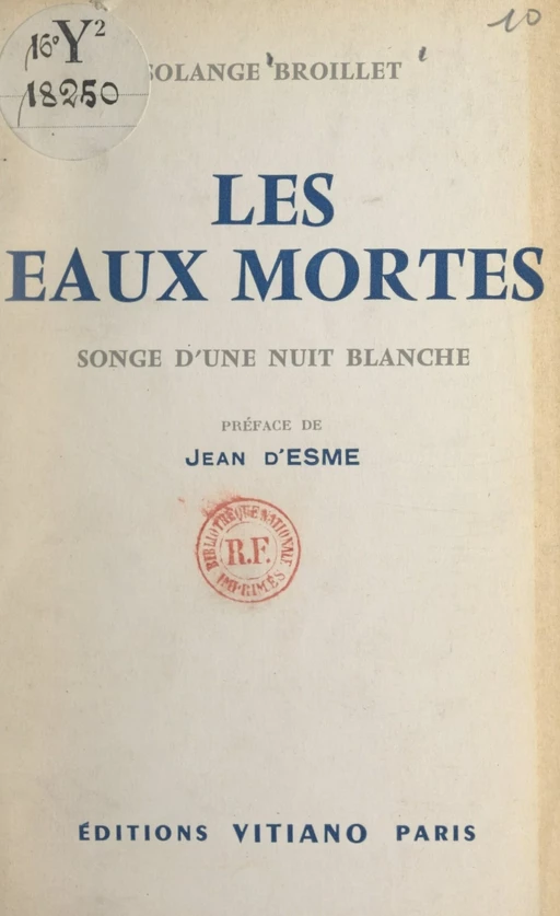 Les eaux mortes - Solange Broillet - FeniXX réédition numérique