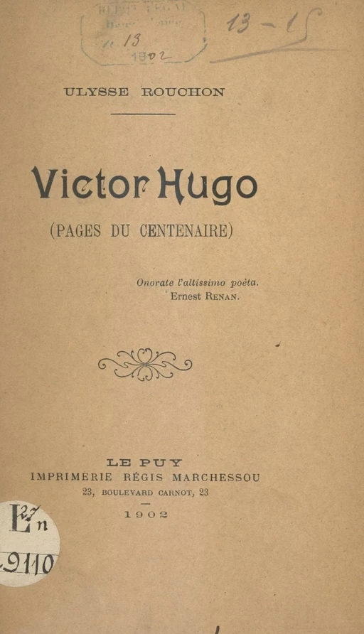 Victor Hugo - Ulysse Rouchon - FeniXX réédition numérique