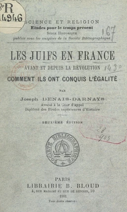 Les Juifs en France avant et depuis la Révolution