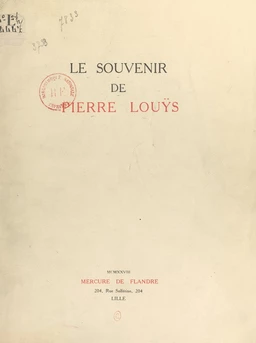 Le souvenir de Pierre Louÿs