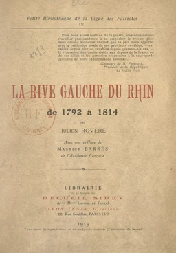 La rive gauche du Rhin de 1792 à 1814